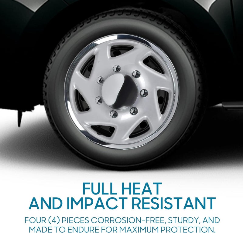 BDK 4-Pack Premium 16" Wheel Rim Cover Hubcaps OEM Style Replacement for Ford E150 E250 E350 Econoline F-150 F-250 F-35 F-250 F-350, Snap On Car Truck SUV Hub Cap - 16 Inch Set - Image 4