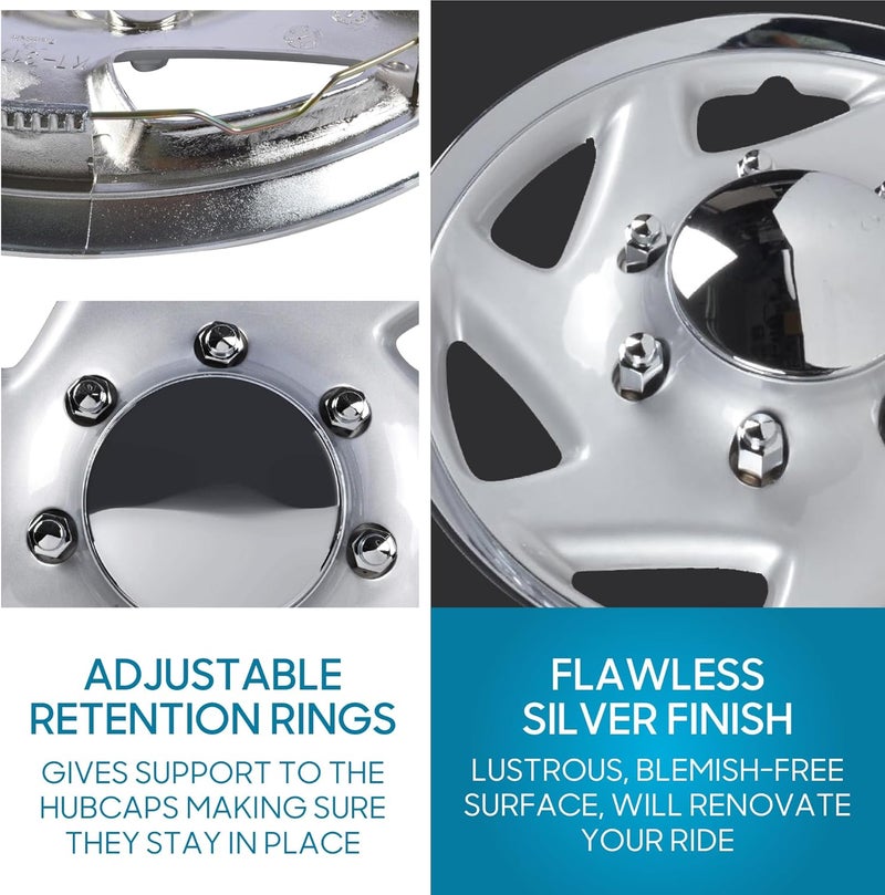 BDK 4-Pack Premium 16" Wheel Rim Cover Hubcaps OEM Style Replacement for Ford E150 E250 E350 Econoline F-150 F-250 F-35 F-250 F-350, Snap On Car Truck SUV Hub Cap - 16 Inch Set - Image 5