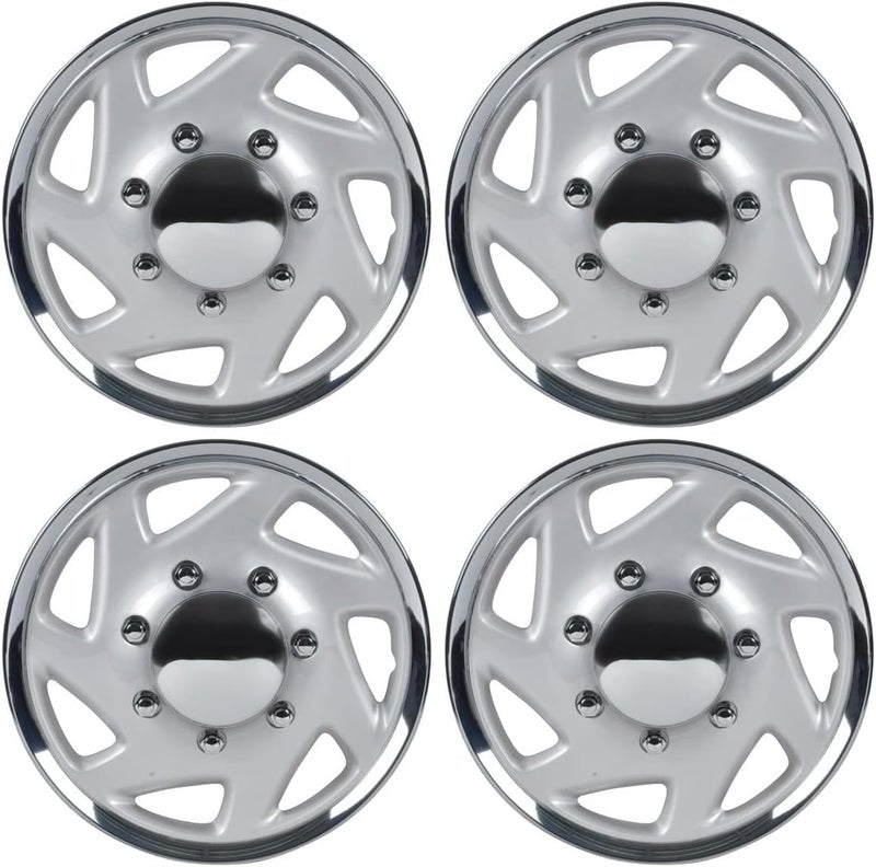 BDK 4-Pack Premium 16" Wheel Rim Cover Hubcaps OEM Style Replacement for Ford E150 E250 E350 Econoline F-150 F-250 F-35 F-250 F-350, Snap On Car Truck SUV Hub Cap - 16 Inch Set - Image 1