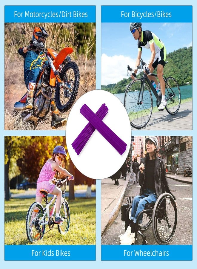 PPXIONG Purple Spoke Skins Covers: 8-21 inch Rims Protector & Decoration for Dirt Bike | Mountain Bike | Bicycle | Wheelchair | Motorcycle - 72 Pcs - Image 3