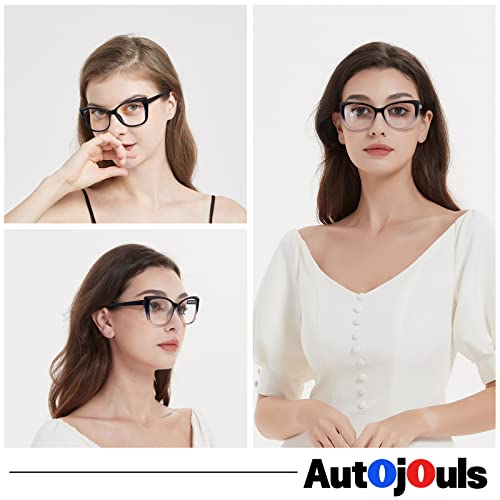 Autojouls 3-Pack Reading Glasses for Women，Oprah Style Frame Spring Hinge Clear Lens Readers Glasses, 3 Colors Mix Black GrayTortoise YellowTortoise 1.25 x - Image 2