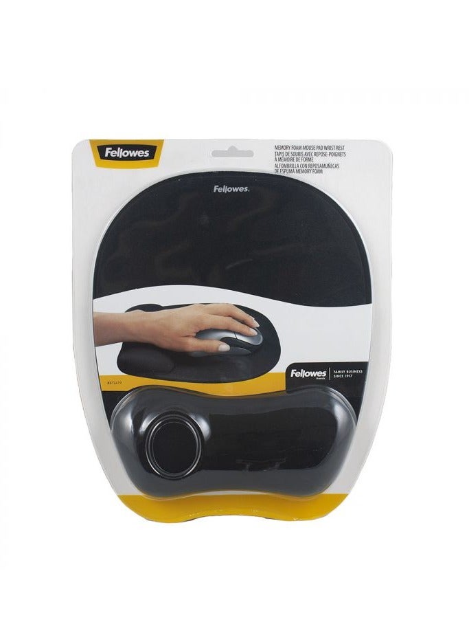 Fellowes Memory Foam Mouse Pad/Wrist Rest, Black - Image 1