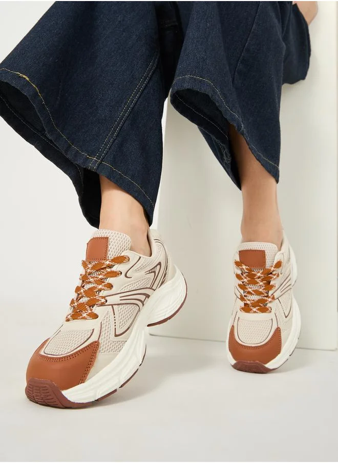 Styli Beige Contrast Toe Sneakers