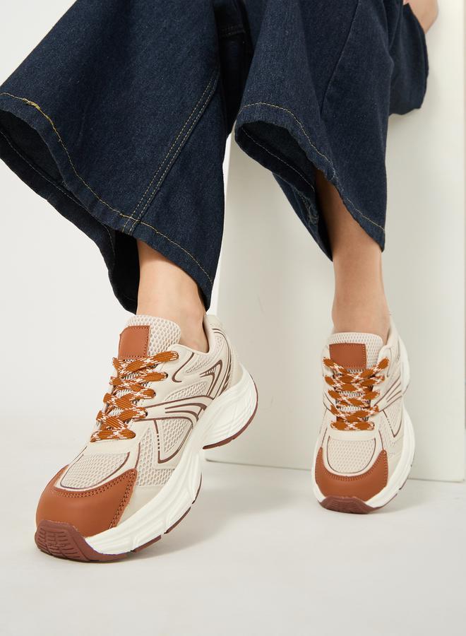 Styli Beige Contrast Toe Sneakers  - Image 1