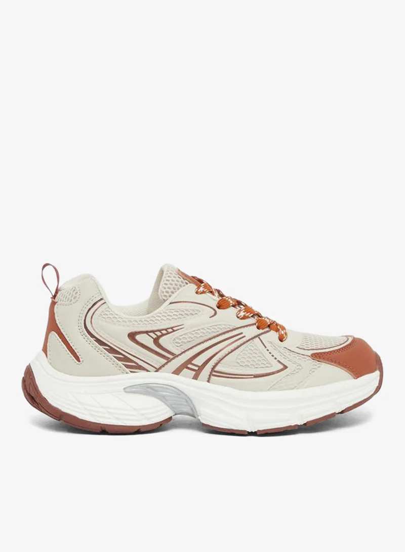 Styli Active Beige Contrast Toe Sneakers