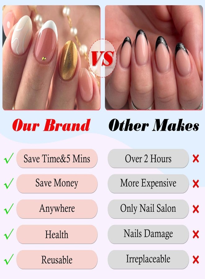 LuckForever 288pc Almond Press On Nails Tips - Short, Oval, False, Artificial Fingernails with Adhesive Tabs for DIY Manicure - Image 5