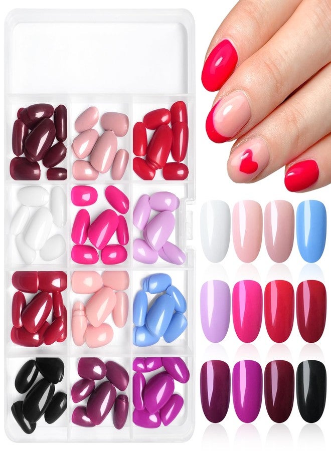 LuckForever 288pc Almond Press On Nails Tips - Short, Oval, False, Artificial Fingernails with Adhesive Tabs for DIY Manicure - Image 1