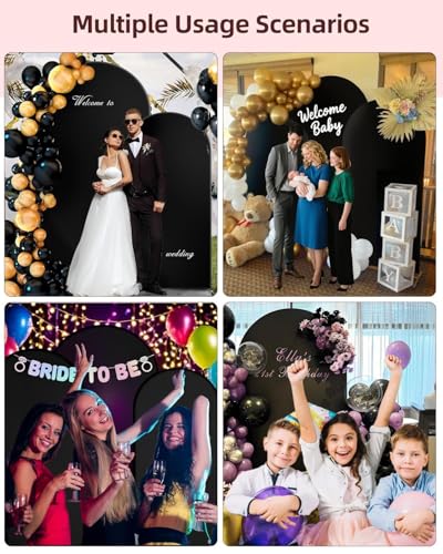 Hemmotop Black Arch Backdrop Cover, Set of 3 (7.2/6.6/6 ft) Wedding Arched Stand Cover, Spandex Arch Covers Stretchy Backdrop for Birthday Party, Baby Shower, Graduation, Decoration, 3 Pieces - Image 5