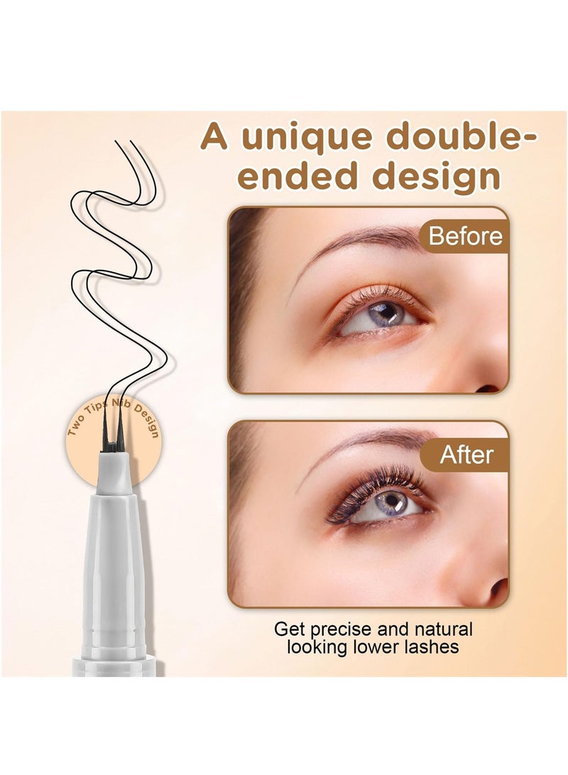 Excefore Double Tip Lower Eyelash Pencil, Waterproof Liquid Eyeliner, Eyelash Pencil Long Lasting Sweat Proof Without Taking Off Makeup, Super Slim Eye Liner (Black+Brown) - Image 2