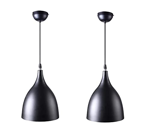 WHITERAY Black and Orange Metal Round Hanging Light (Set of 2). - Image 1