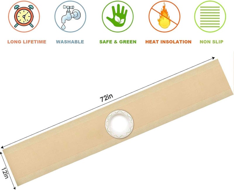 Onlyeasy Onlyesay Durable NonSlip Woven PVC Vinyl Table Runner Washable HeatResistant and StainResistant for Dining Kitchen and Holiday Dcor Golden - Image 2