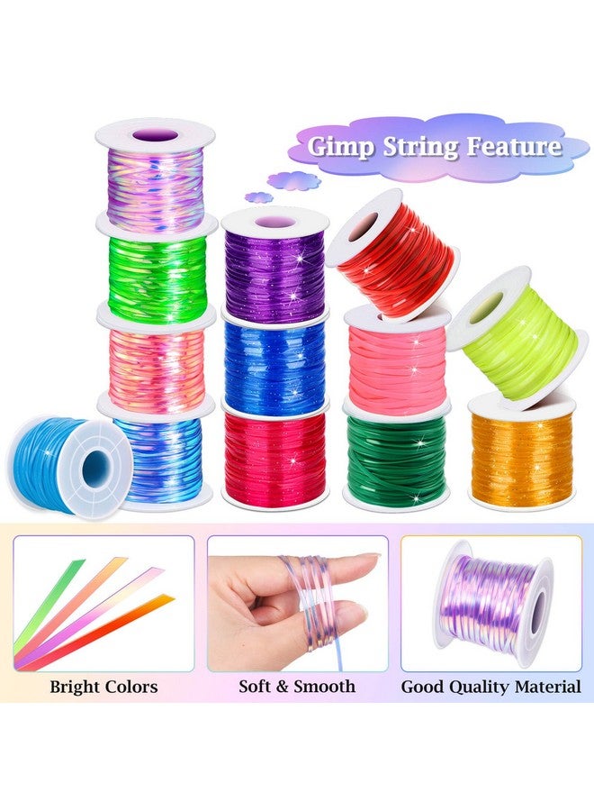 cridoz Lanyard String Kit, Boondoggle String with 25 Rolls Plastic Lacing Cord and 50Pcs Keychain Lanyard Accessories, Gimp String Lanyard Weaving Kit for Keychain Crafts, Bracelet and Lanyards - Image 4
