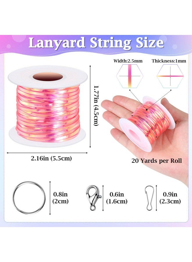 cridoz Lanyard String Kit, Boondoggle String with 25 Rolls Plastic Lacing Cord and 50Pcs Keychain Lanyard Accessories, Gimp String Lanyard Weaving Kit for Keychain Crafts, Bracelet and Lanyards - Image 3