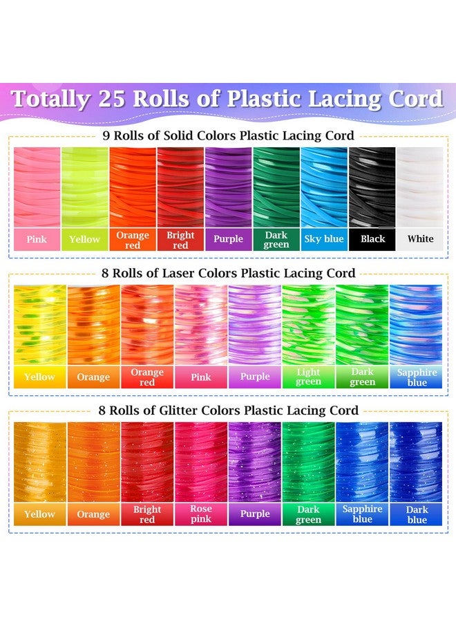 cridoz Lanyard String Kit, Boondoggle String with 25 Rolls Plastic Lacing Cord and 50Pcs Keychain Lanyard Accessories, Gimp String Lanyard Weaving Kit for Keychain Crafts, Bracelet and Lanyards - Image 2