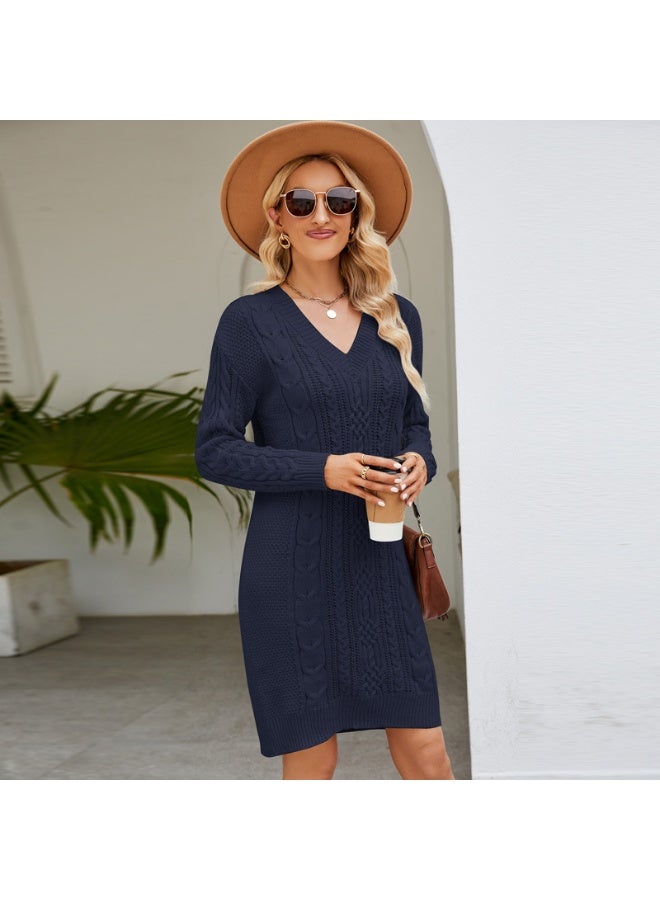 NIBEMINENT Women's Autumn and Winter Long Sleeve V-Neck Solid Cr Dreolor Fashion Loose Elegant Versatile Slim Comfortable Commutess - Image 1