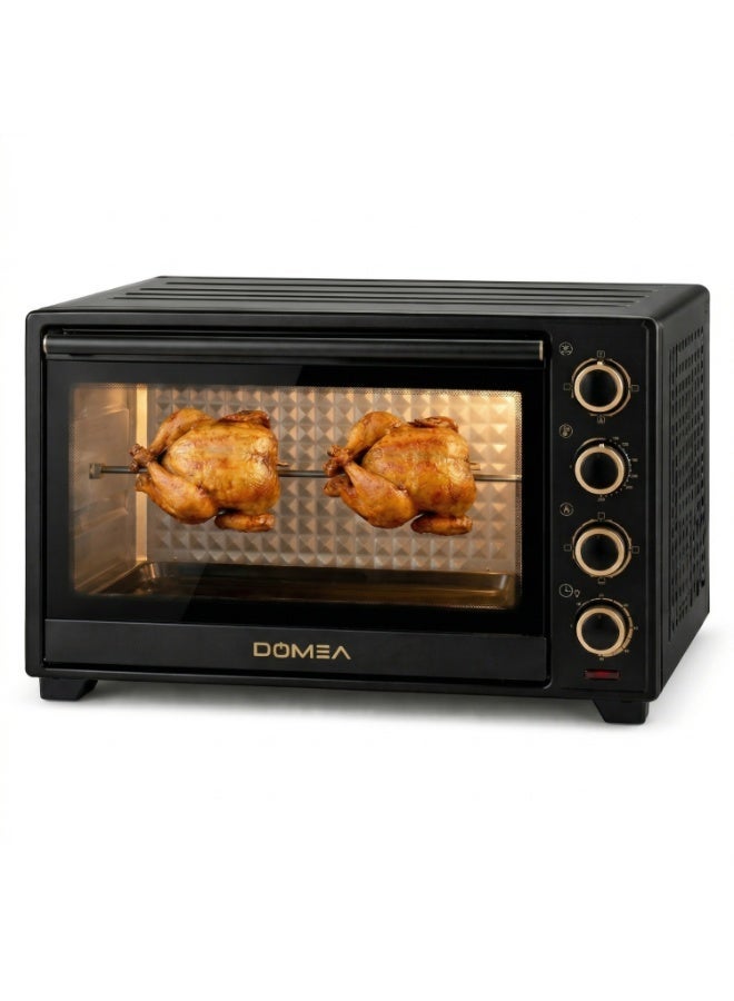 48L Toaster Oven with Rotisserie & Convection, 2000W Electric Countertop Oven, 60-Minute Timer, Adjustable Temperature 100-250°C, Bake Tray & Wire Rack Included for Baking, Roasting & Grilling