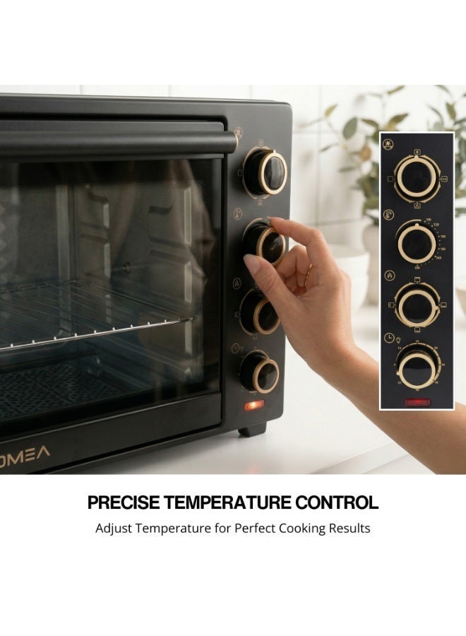 دوميا 48L Toaster Oven with Rotisserie & Convection, 2000W Electric Countertop Oven, 60-Minute Timer, Adjustable Temperature 100-250°C, Bake Tray & Wire Rack Included for Baking, Roasting & Grilling - Image 4