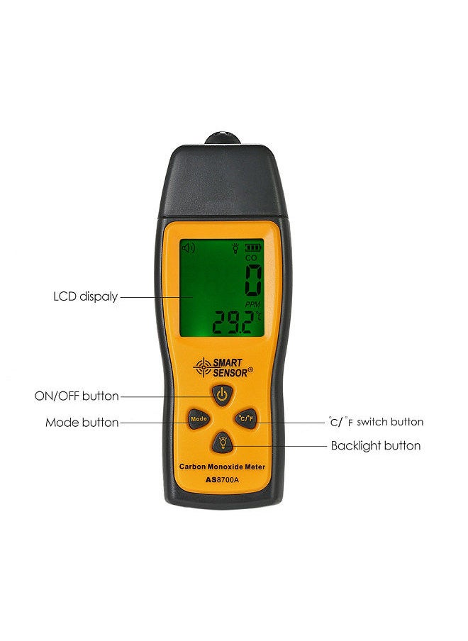 SMART SENSOR - SMART SENSOR Handheld Carbon Monoxide Meter with High Precision CO Gas Tester Monitor Detector Gauge LCD Display Sound and Light Alarm 0-1000ppm - Image 1
