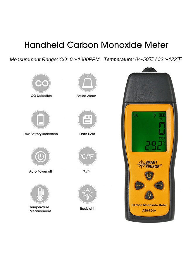 SMART SENSOR - SMART SENSOR Handheld Carbon Monoxide Meter with High Precision CO Gas Tester Monitor Detector Gauge LCD Display Sound and Light Alarm 0-1000ppm - Image 1