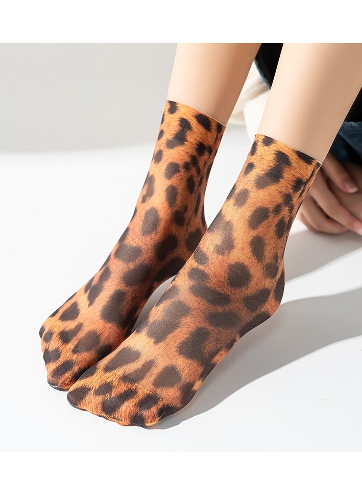 YANCI 4 جوارب نسائية من نوع النمر -جوارب من نوع شباك الصيد النسائية -جوارب من نوع النمر الرقيق -جوارب من نوع السيقان الوسطى - Image 4