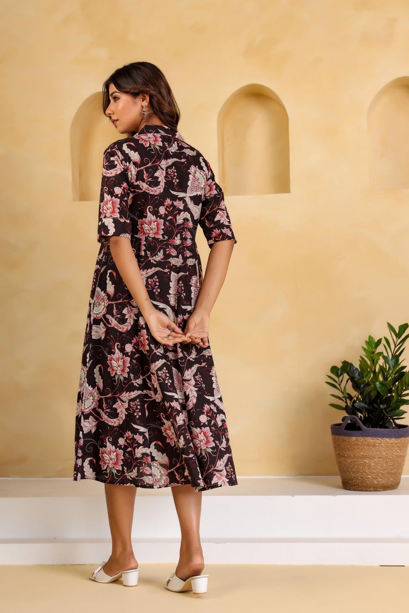 Label Flavia فستان ماكسي مزخرف بلون النبيذ للنساء - Image 3