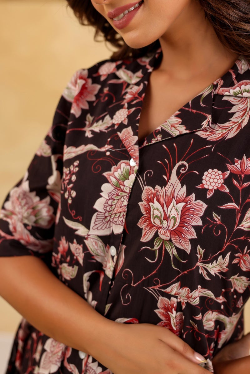 Label Flavia فستان ماكسي مزخرف بلون النبيذ للنساء - Image 2