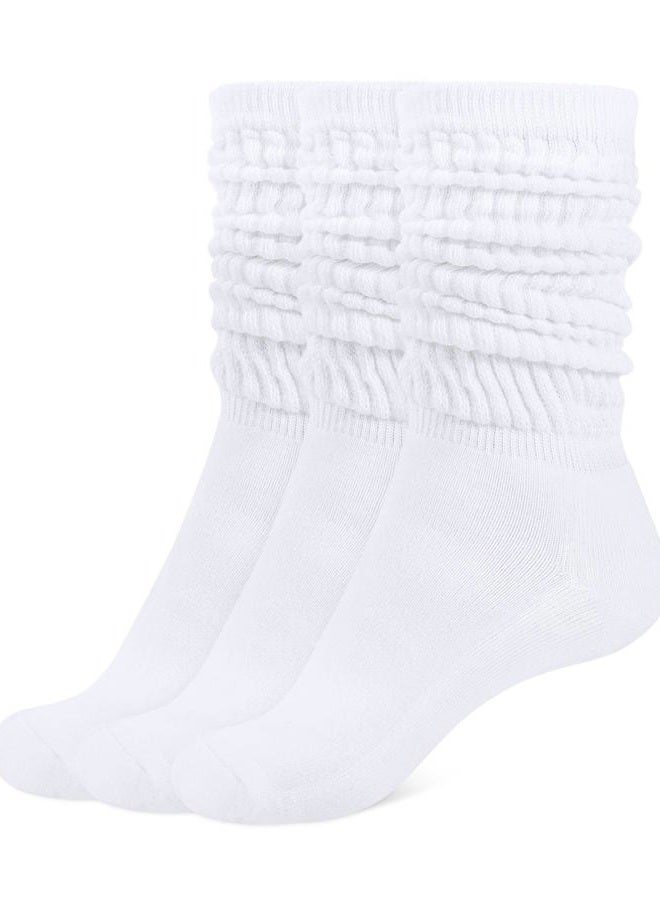 Closemate 3 Pairs Women's Slouch Socks Extra Long Knee Socks for Women Girls Boots Socks for All Seasons (3White) - Image 1