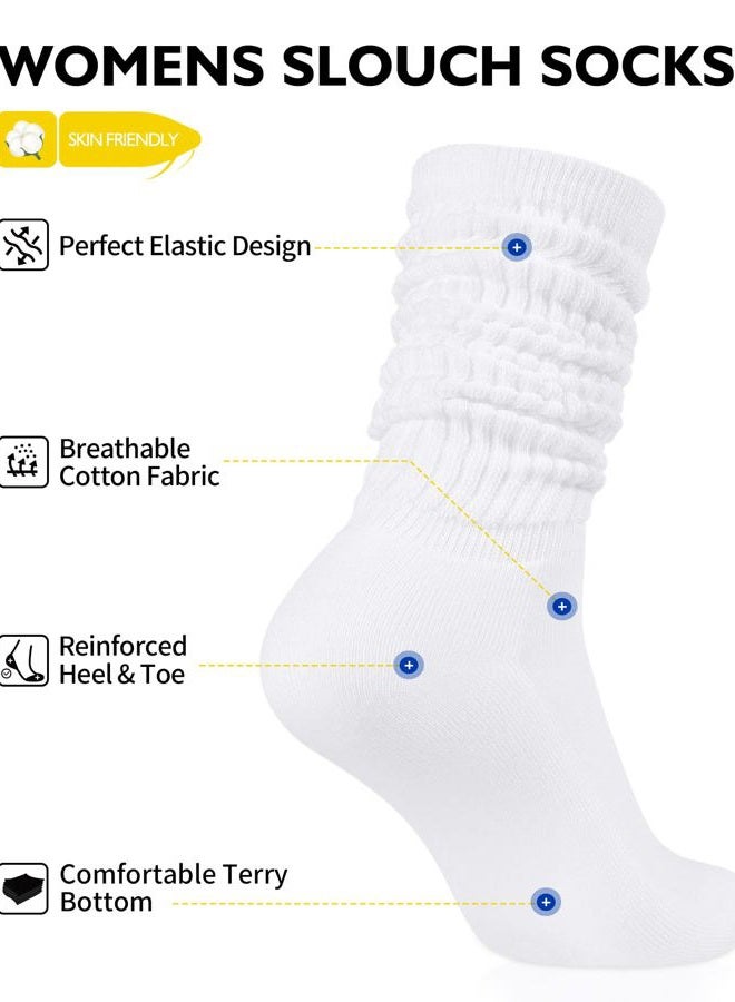 Closemate 3 Pairs Women's Slouch Socks Extra Long Knee Socks for Women Girls Boots Socks for All Seasons (3White) - Image 3