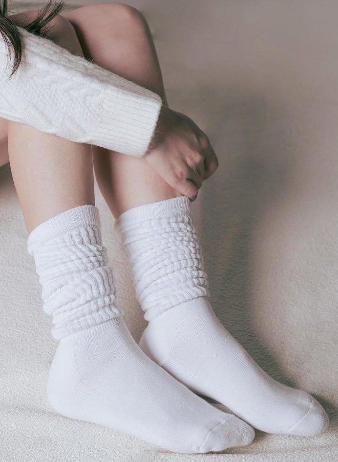 Closemate 3 Pairs Women's Slouch Socks Extra Long Knee Socks for Women Girls Boots Socks for All Seasons (3White) - Image 2
