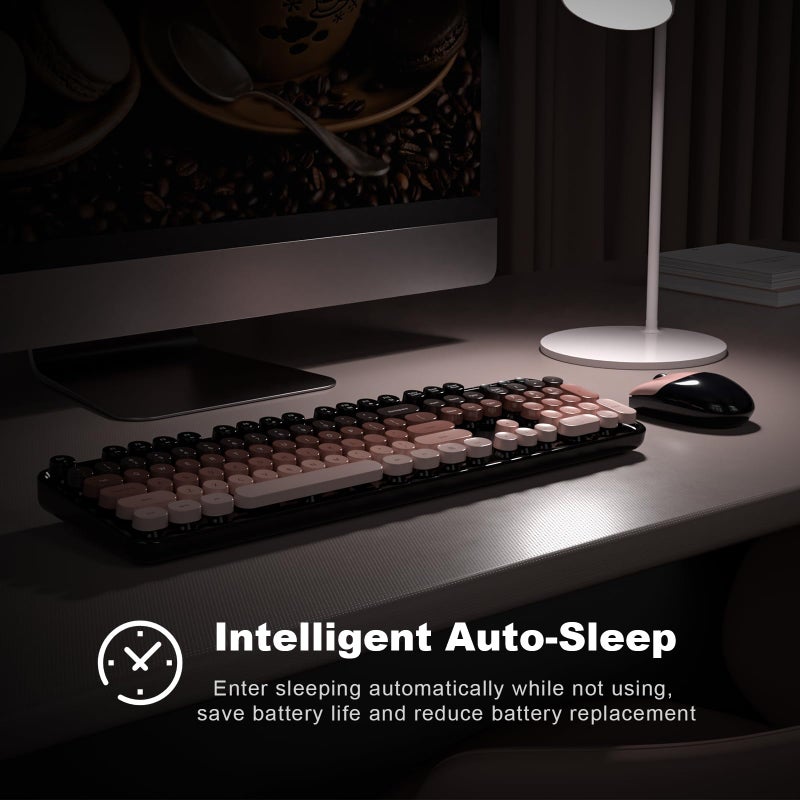 MOFII Wireless Keyboard and Mouse Combo, Retro Full Size Typewriter Keyboard with Number Pad and Sport Car Mouse for PC Computer Desktop Laptop Windows (Black Colorful) - Image 4