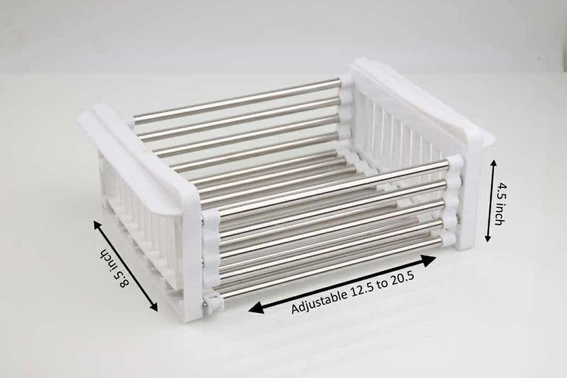 Lipsa Enterprise Expandable Dish Drying Rack Over Sink Stainless Steel and Plastic Dish Basket Drainer with Adjustable Arms Functional Kitchen Sink Organizer Tableware - Image 2