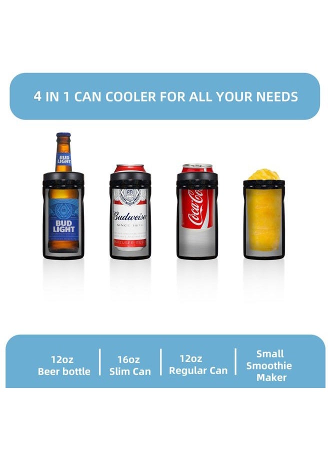 COKTIK 5 in 1 Insulated Can Cooler, 4 Pack Double Wall Slim Can Cooler Set for 12 oz Regular or Slim Cans & Beer Bottle - Image 3