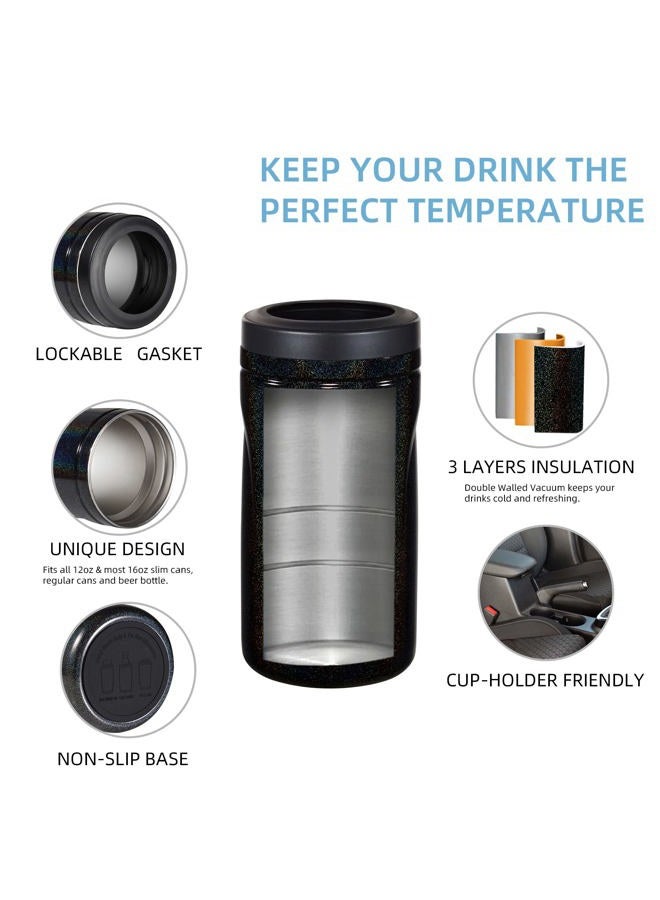 COKTIK 5 in 1 Insulated Can Cooler, 4 Pack Double Wall Slim Can Cooler Set for 12 oz Regular or Slim Cans & Beer Bottle - Image 4