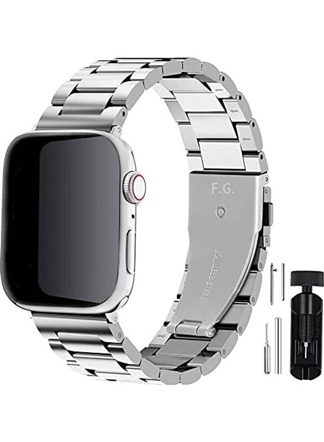 NIBEMINENT Replacement Band For Apple Watch Series SE/6/5/4/3/2/1 38/40 mm Silver - Image 1