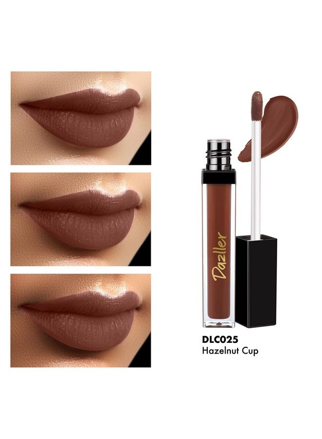 DAZLLER لون شفاه يدوم طوال اليوم 5Gdlc025 كوب بندقي، لمسة نهائية غير لامعة للغاية، يرطب ويرطب، مقاوم للتلطخ، غير قابل للنقل، خفيف الوزن، يبقى لمدة 8 ساعات - Image 4