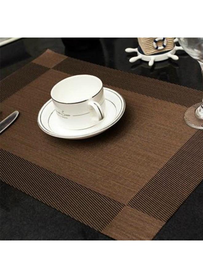 Generic - European Style PVC Placemat Diagonal Double Color Non-Slip Heat-Resistant Dining Table Insulation Bowl Plate Mat Western Food Insulation Mat Coaster-Color:Coffee Diagonal# C06FY#-Specifications:It Is Recommended To 300 A Box Multiple Order. - Image 1