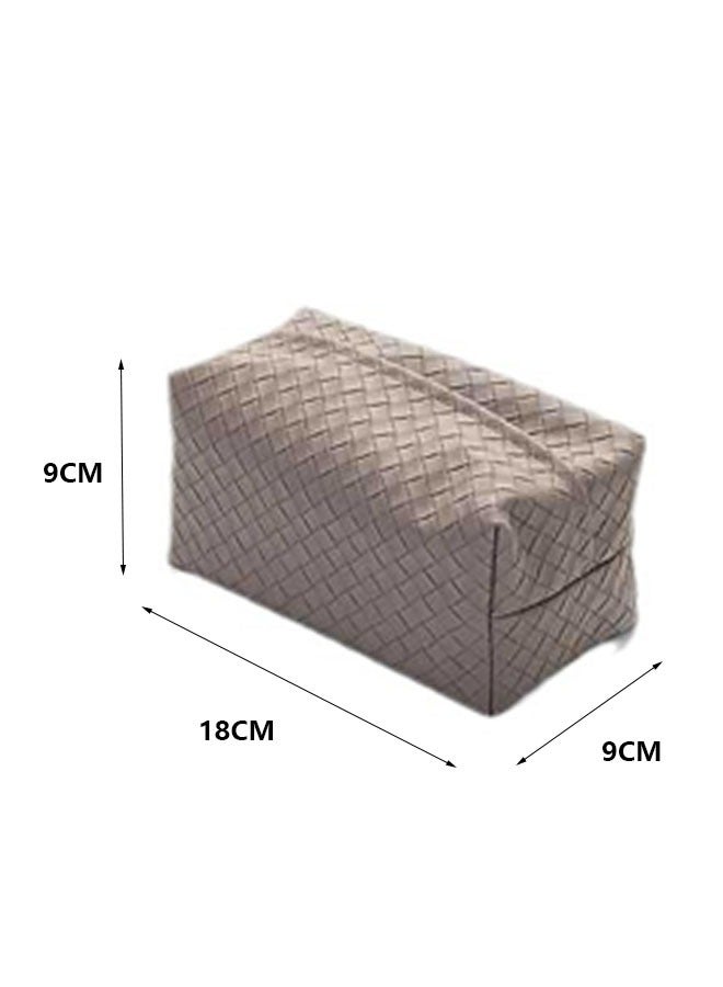 فلاي رود أغطية علب مناديل ورقية مستطيلة الشكل مستطيلة الشكل مكعبة من الجلد الصناعي منسوجة من الجلد الصناعي لأغطية علب المناديل الورقية المنسوجة لحامل صينية تنظيم صينية للمنزل مكتب مكتب مكتب ديكور حمام السيار - Image 2