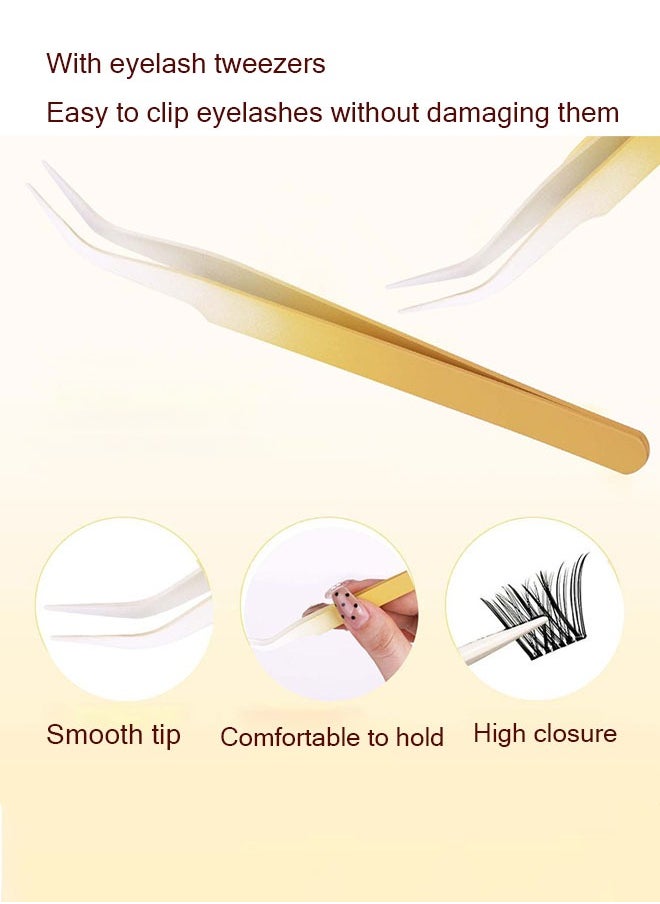 FLYROAD - Self Adhesive Eyelashes Natural Look, No Glue Needed Lash Clusters with Eyelash Clusters Tweezer, 48 Pcs Reusable Lashes Self Adhesive for Beginners, DIY Lash Extensions for Home Use - Image 1
