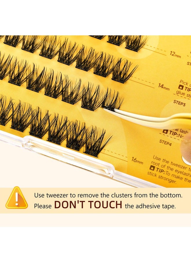 FLYROAD - Self Adhesive Eyelashes Natural Look, No Glue Needed Lash Clusters with Eyelash Clusters Tweezer, 48 Pcs Reusable Lashes Self Adhesive for Beginners, DIY Lash Extensions for Home Use - Image 1