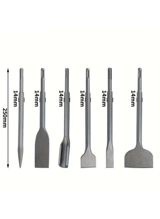 Bending Chisel 6pc Electric Hammer Drill Tool Set For Tile Masonry Concrete Brick Stone - Image 1