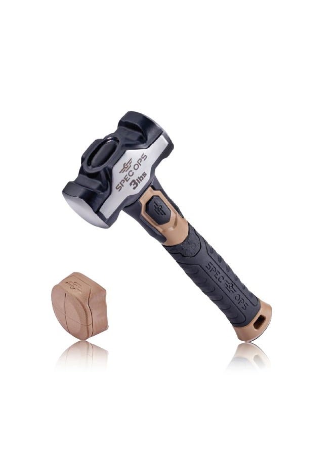 Spec-Ops Tools Drilling Hammer, 3 lbs Sledge Hammer with Fiberglass Handle & Soft Mallet Face - Image 1