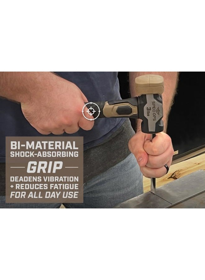 Spec-Ops Tools Drilling Hammer, 3 lbs Sledge Hammer with Fiberglass Handle & Soft Mallet Face - Image 5