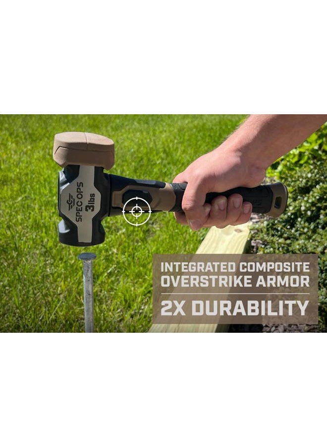Spec-Ops Tools Drilling Hammer, 3 lbs Sledge Hammer with Fiberglass Handle & Soft Mallet Face - Image 4