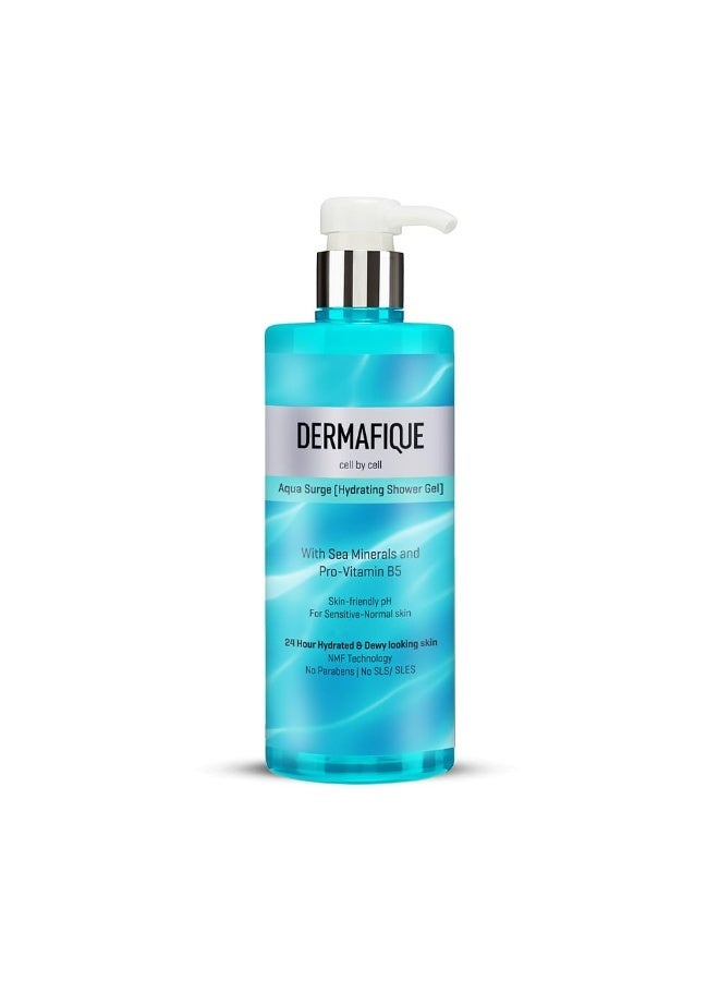 Dermafique Aqua Surge Shower Gel 500ml, Body Wash for Women & Men, 24 hrs Hydrated & Dewy skin, No Parabens/SLS/SLES, with Pro Vitamin B5 & NMF, Sensitive, Dry, Oily, Normal Skin | Dermat Tested - Image 1
