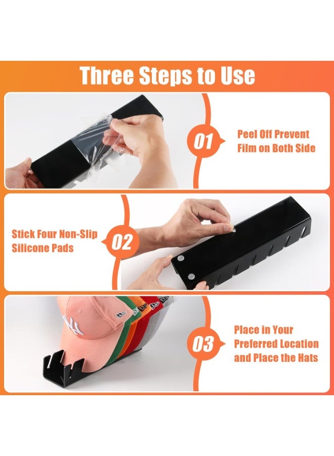 HOMESTAR 2-Pack Acrylic Baseball Cap Display Stand -Cap Hook - Hat Rack Organizer Holds 14 Caps Total, Space Saving Modern Decor For Free-Standing Display Rack for Closet, Bedroom, Dresser , Black (29*7.6cm) - Image 3