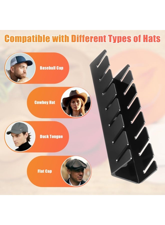 HOMESTAR 2-Pack Acrylic Baseball Cap Display Stand -Cap Hook - Hat Rack Organizer Holds 14 Caps Total, Space Saving Modern Decor For Free-Standing Display Rack for Closet, Bedroom, Dresser , Black (29*7.6cm) - Image 2