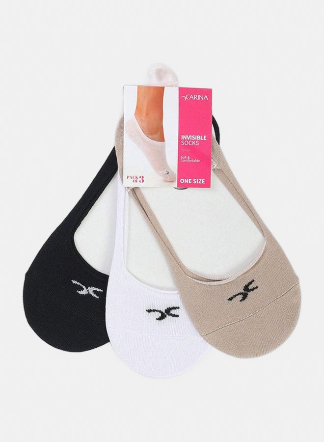 Carina Invisible Cotton Socks - 3 Pairs - Image 1