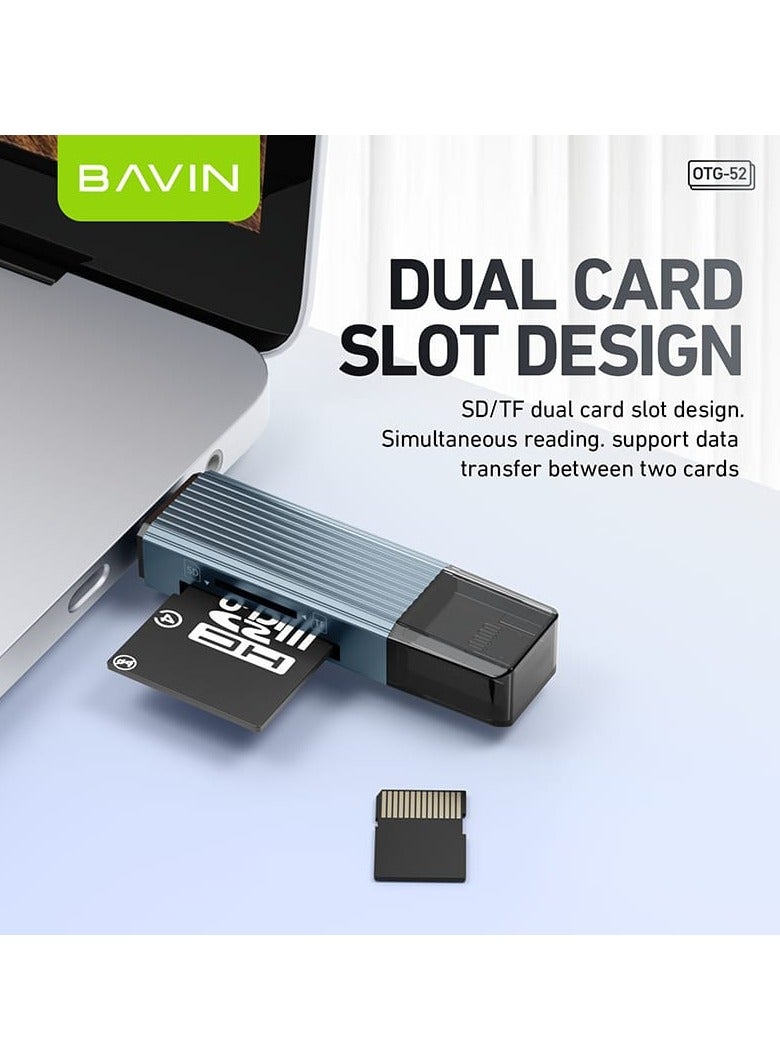 بافين قارئ بطاقات متعدد الوظائف 3 في 1 من النوع C إلى USB 3.0 + موصل iPhone مع فتحة قارئ بطاقة SD وبطاقة TF لأجهزة iPhone والكمبيوتر اللوحي والأجهزة المحمولة - Image 4