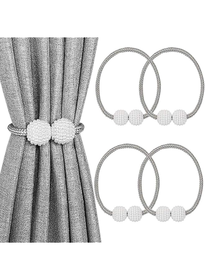 The Bros 4 Pack Magnetic Curtain Tiebacks, Decorative Curtain Holdbacks for Window Décor (Grey)  - Image 1