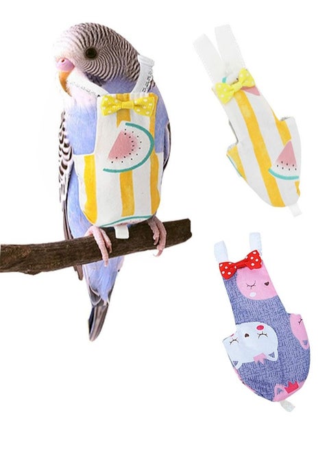 2 Piece Bird Diaper Flight Set Liner Washable Reusable Protective Parrot Diaper Clothes Waterproof Inner Layer Diaper Wet Set for Parrot Macaw Partner Parakeet Long-tailed Parakeet